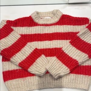 Zara Red and Cream Striped Sweater